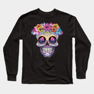 A skull with flowers Long Sleeve T-Shirt